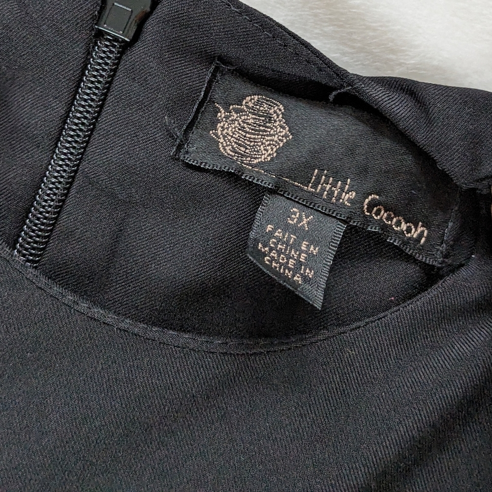 Little Cocoon Black Tier Dress with Gold Button Accent Girls' 3x - Picture 3 of 5